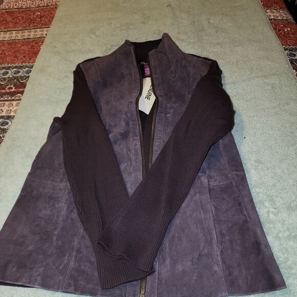 JESSICA LONDON NWT WOMENS LEATHER SUEDE /SWEATER JACKET COAT. SIZE 14/16 JUNIOR - Picture 7 of 9